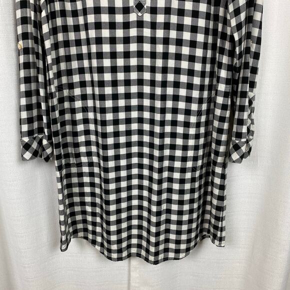 J.Jill Black&White Gingham Tunic Shift Dress Sz.M - Picture 6 of 14